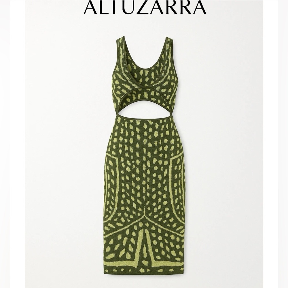 ALTUZARRA
Hannah cutout jacquard-knit midi dress in green size XL